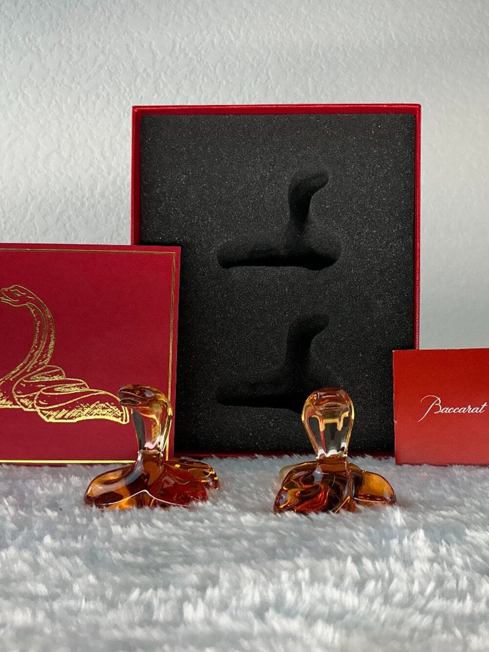 Baccarat Wynn/Encore 2013 Year of the Snake Crystal Chopstick Rests Set of 2